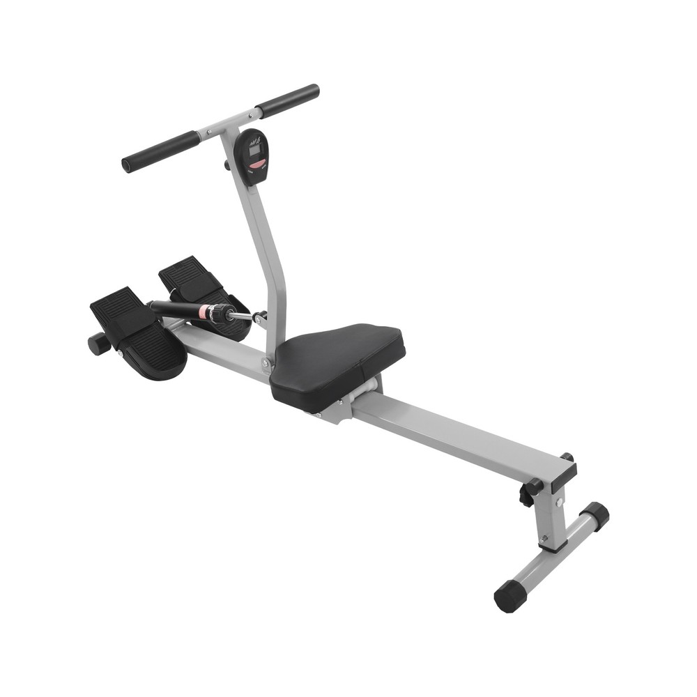 Grey+Black Foldable Home Rowing Exercise Machine with LED Display 25.35lbs