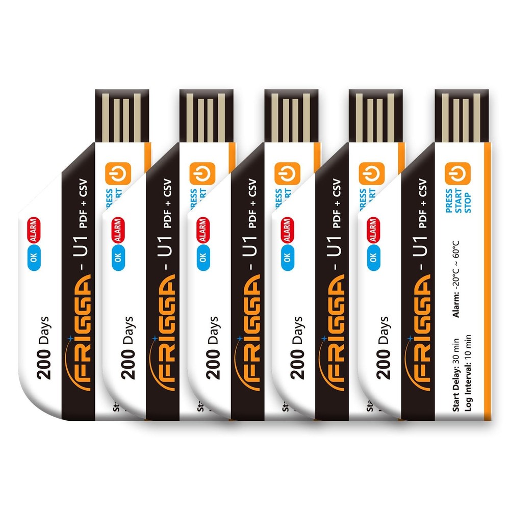 Frigga 5 Pack Temperature Data Logger Single Use Recorder 5pcs