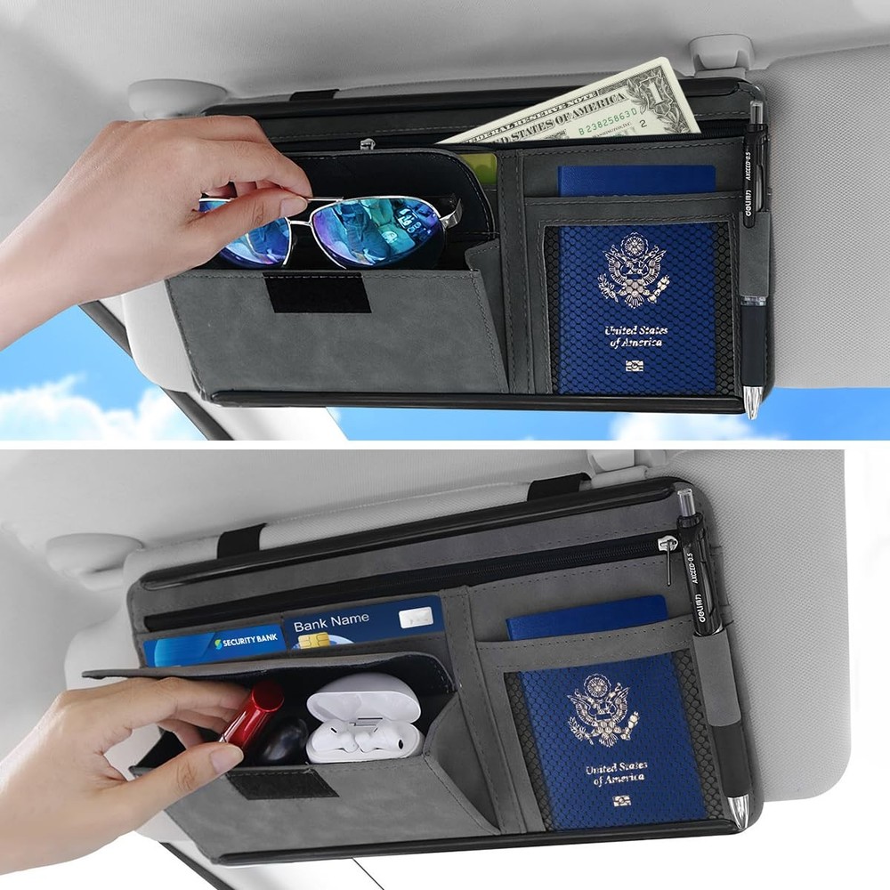 HADEEONG Sun Visor Organizer, Multi-Pocket Auto Visor Organizer for Car, SUV ...