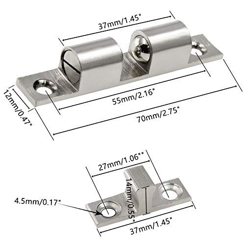 5Pcs Double Ball Tension Roller Catch Latch 70mm, Solid Brass Hardware for Cabin