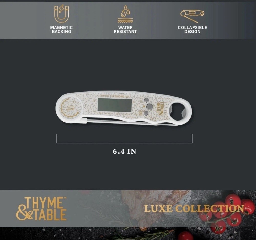 Thyme & Table Collapsible Digital Meat Thermometer with Stainless-Steel Probe