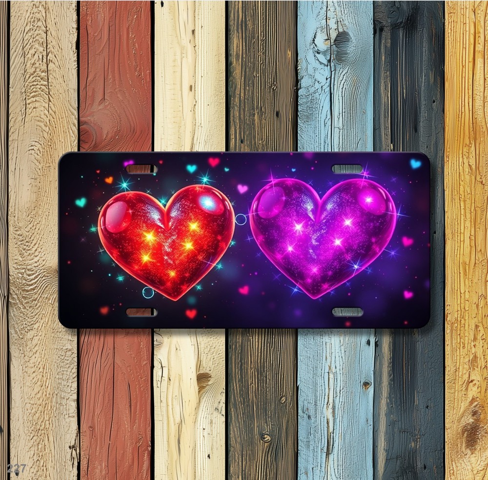 Premium Hearts License Plate Optional Text Decorative Plate Gift Idea