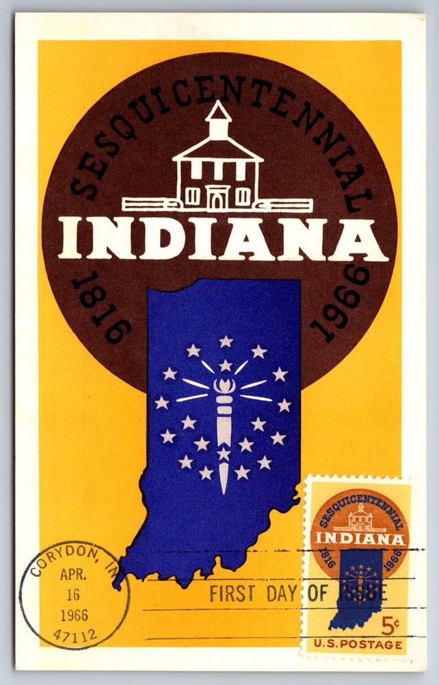 #1308 Indiana Statehood FDC Maxi Card