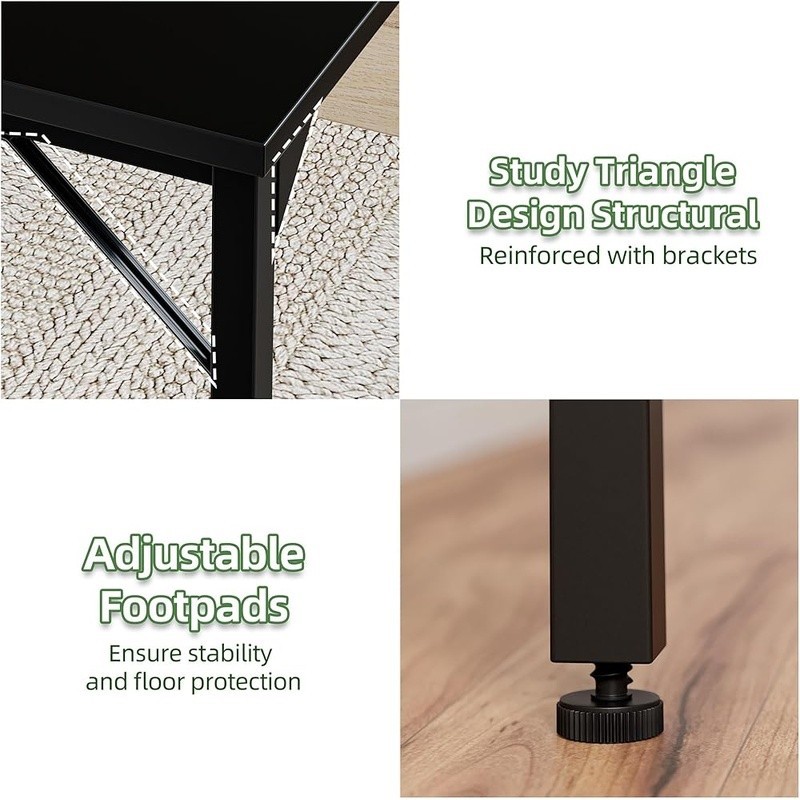 Modern Desk Wood Surface Sturdy Metal Frame Easy Assembly Gaming Computer Table