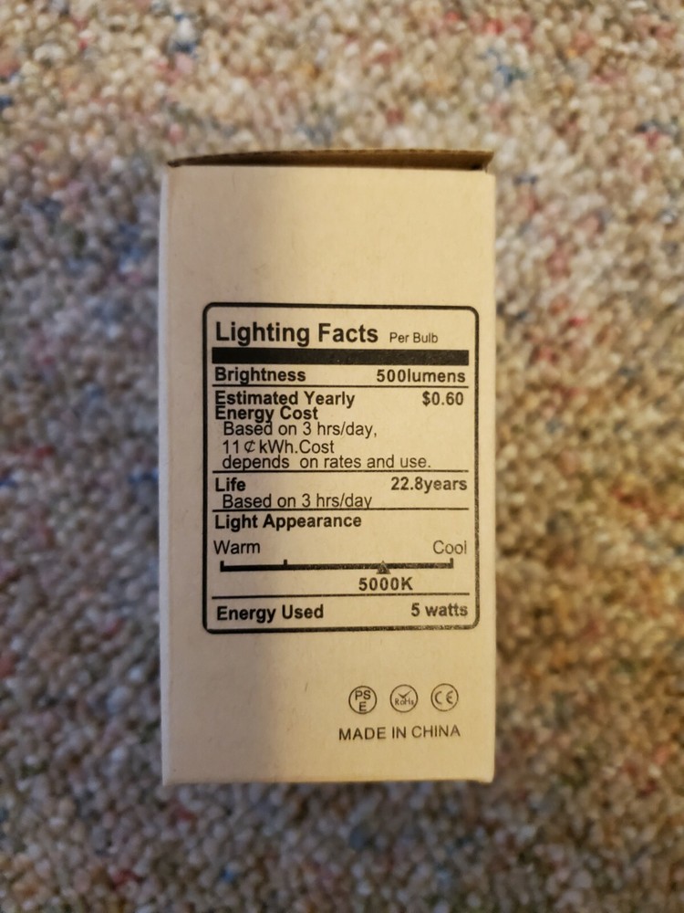 LED A15 Refrigerator 5W 120V  E26 Base 5000K Daylight Non-Dimmable 2 Pack