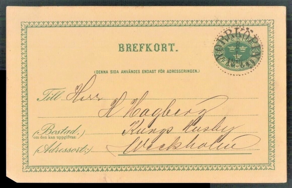 1897 SWEDEN POSTAL CARD WITH NORRKOPING CANCEL