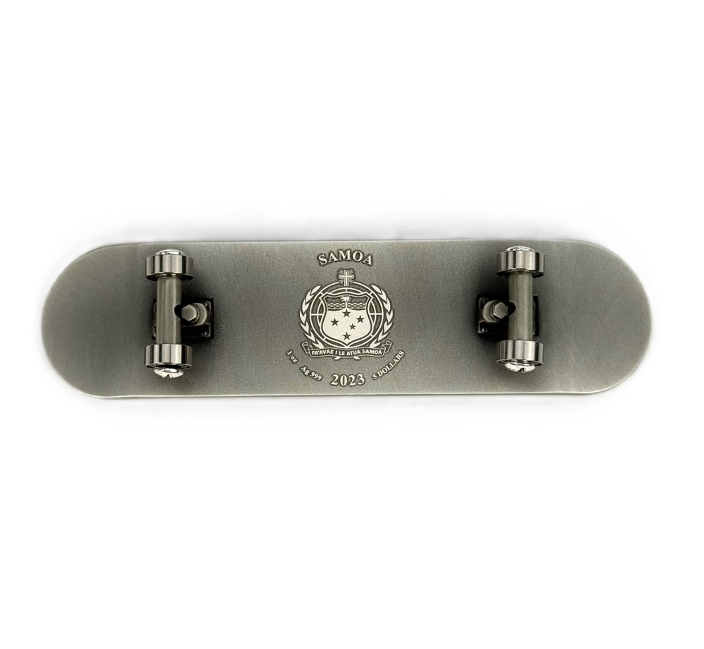 2023 $5 Samoa 3D Skateboard Shape One Ounce Fine Silver Coin