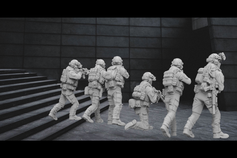 1/72 Modern US "Navy seals Night combat posture" 6 man group model (3D printed)