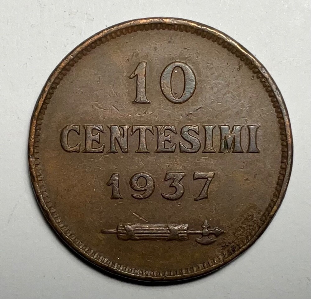 1937 San Marino 10 Centesimi Extra Fine