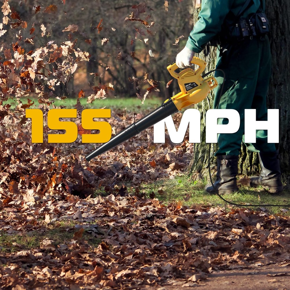 Electric Leaf Blower Corded, 7-AMP Leaf Blowers, 155MPH/350CFM Small Handheld...