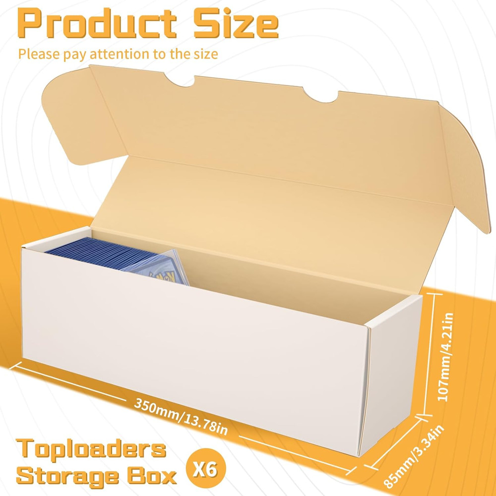 Trading Card Storage Box for Toploader,Baseball Card Storage Box, 6 Pack Topload