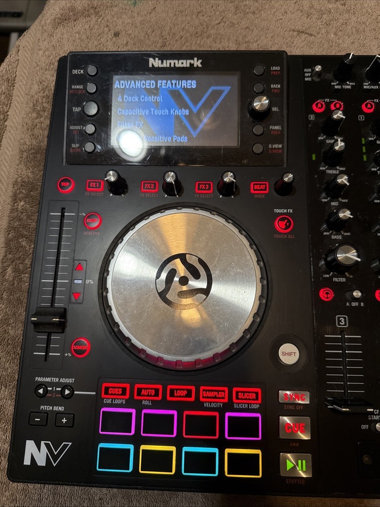 Numark NV 4-Deck Dual-Display USB DJ Controller Turn Tabletop - Black