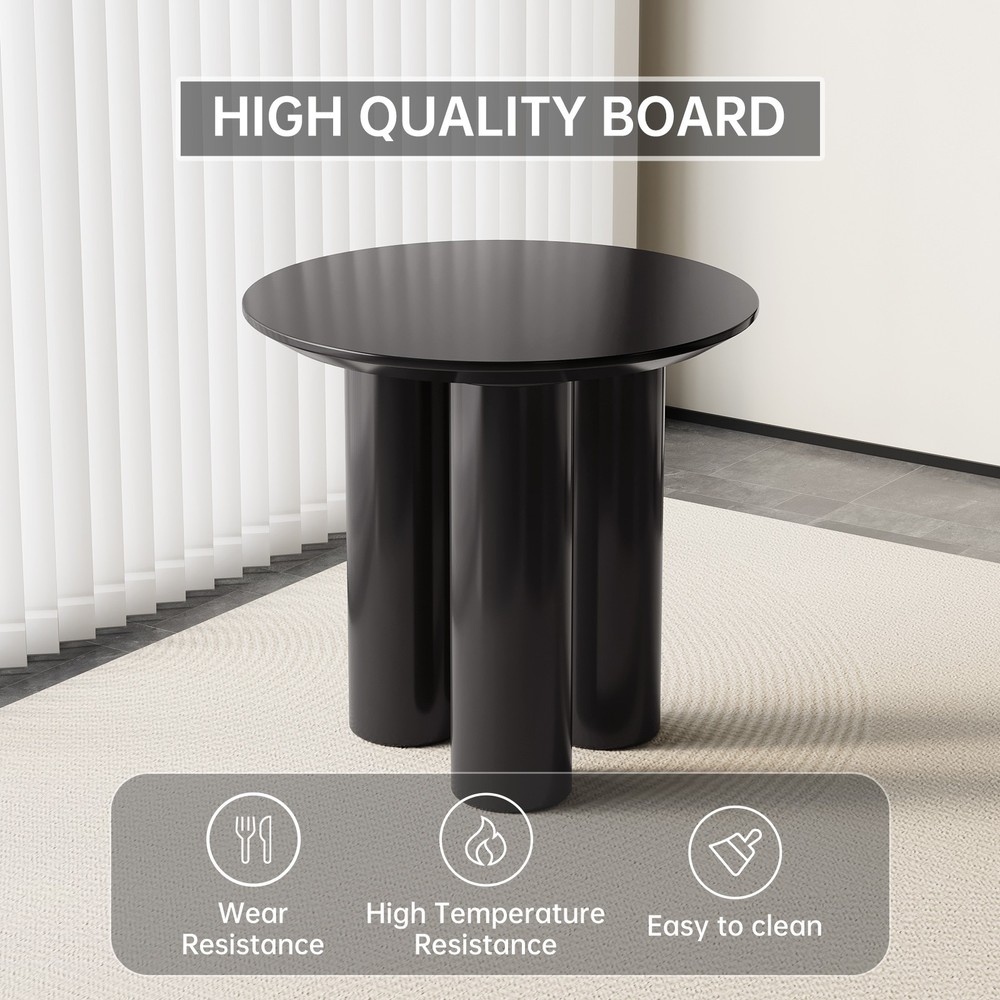 30" Round Dining Table Black Modern Kitchen Table Small Dining Room Table for 2