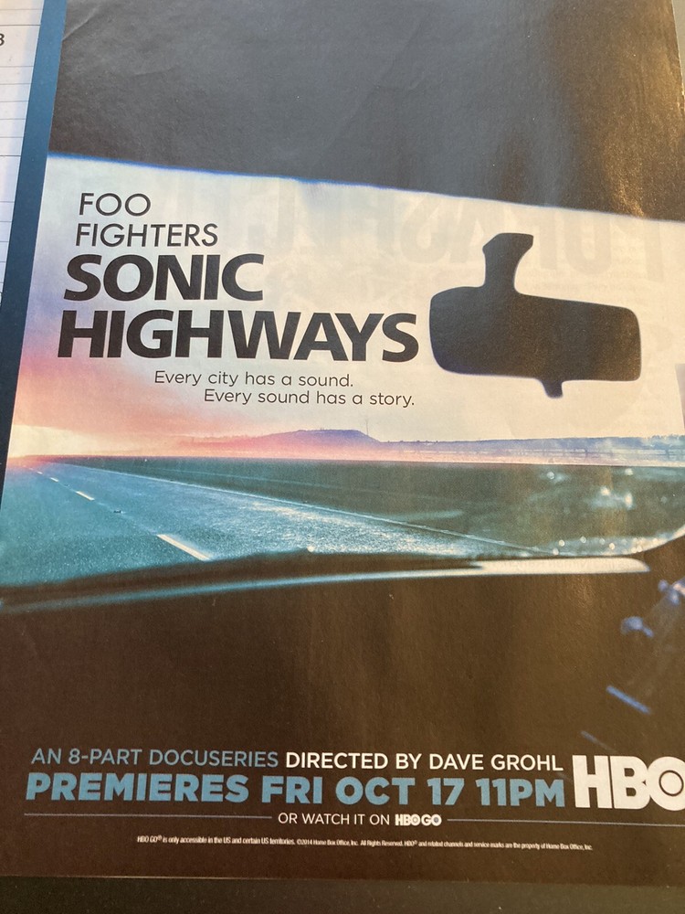 2014 Print Ad For Foo Fighters Documentary Sonic Highways directed by Dave Grohl