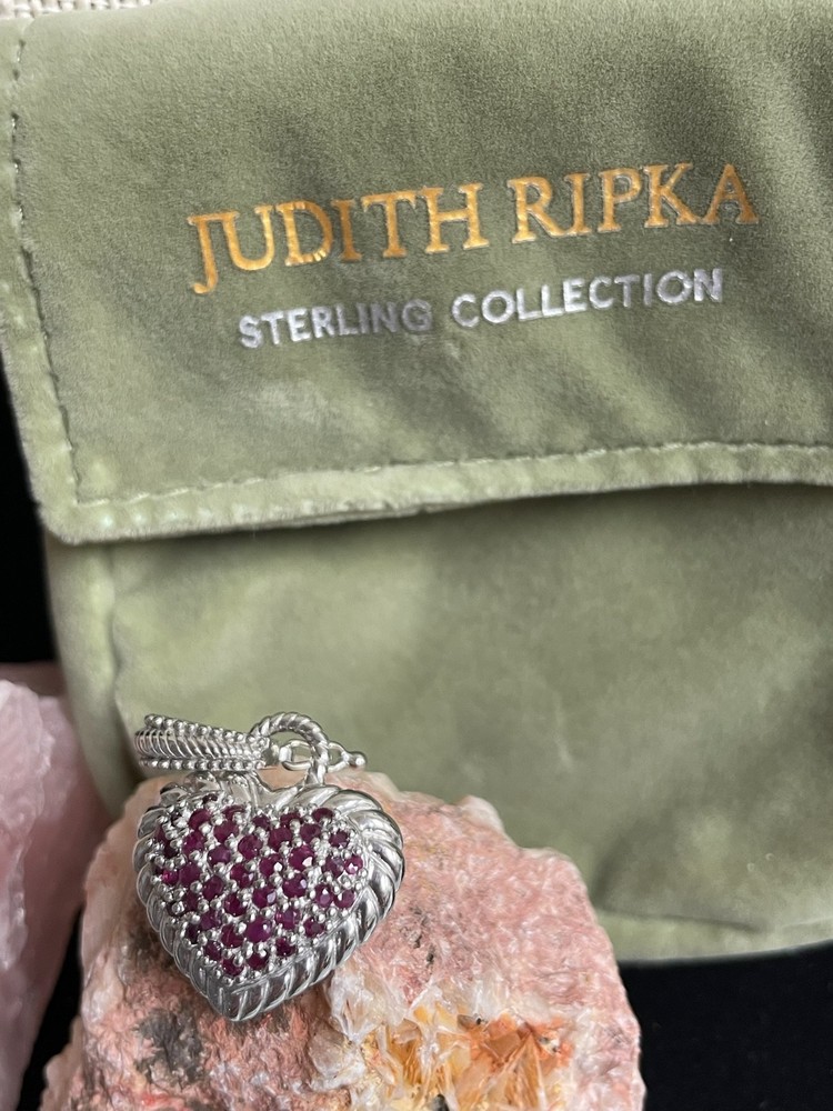 JUDITH RIPKA ruby heart sterling silver pendant enhancer