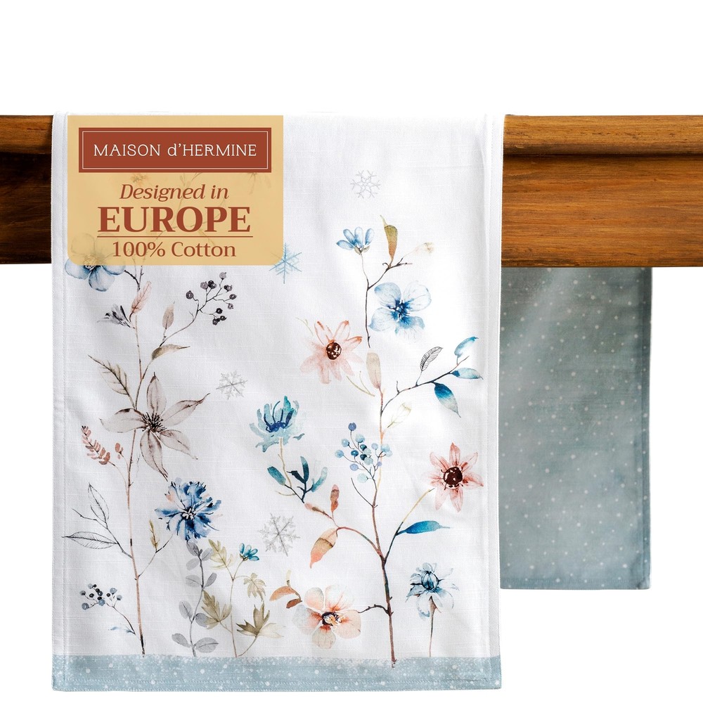14.50"x72" Ice Florals 100% Cotton Double Layer Table Runner Decorative