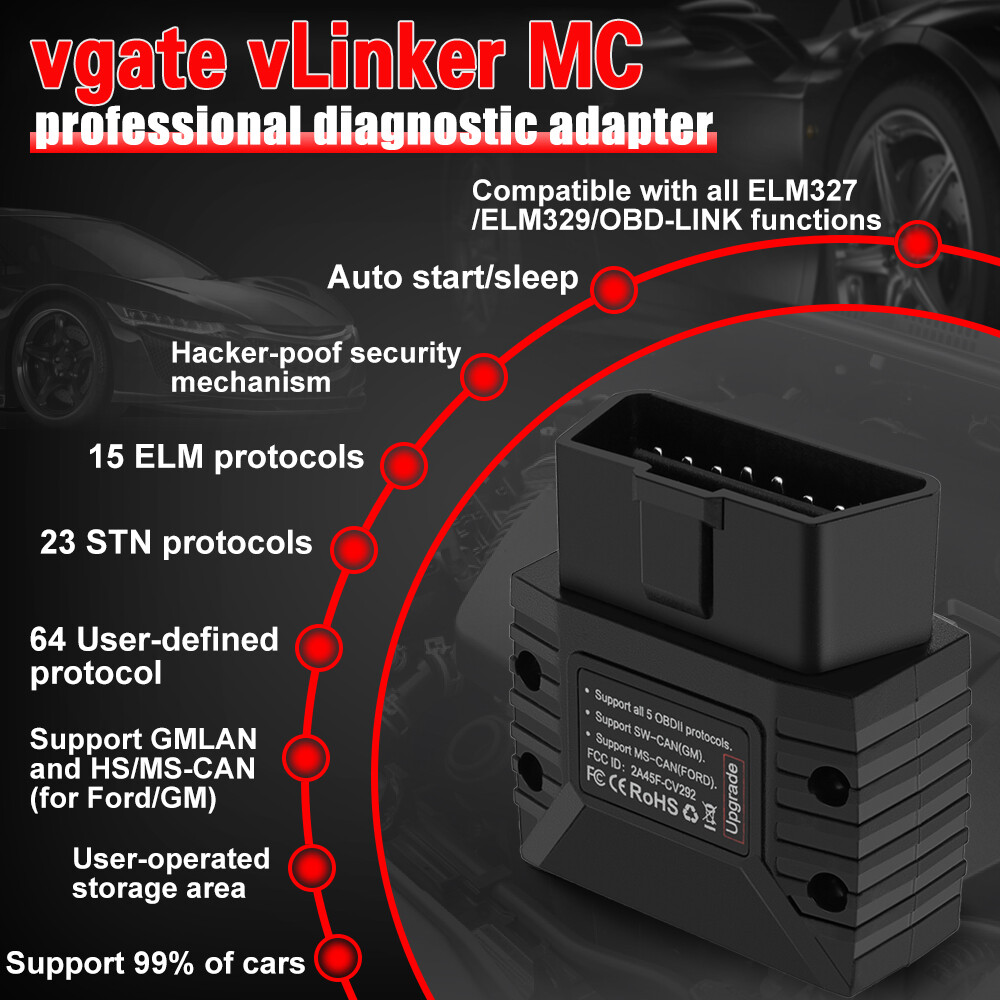 Vgate vLinker MC Bluetooth OBD2 Diagnostic Scanner Tool for Android & Windows