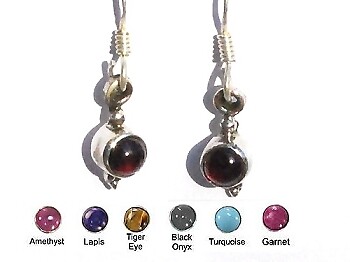 Sterling Silver Hand-Made Genuine Stone Earrings