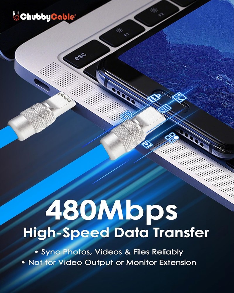 chubbycable Chubby 2.0 Fast Charging Cable Durable Soft 3.3ft (1m), Orange