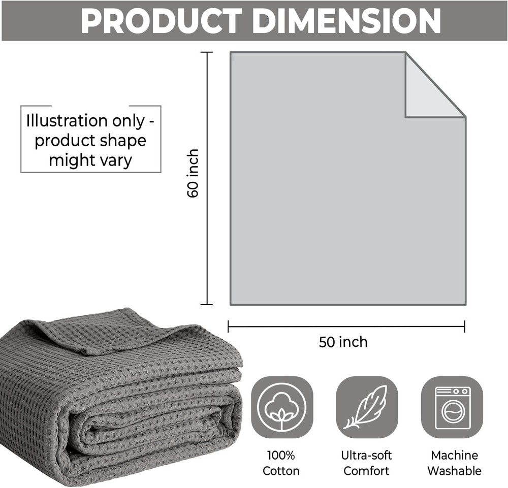 100%Cotton Blankets Throw Size For Bed Waffle Weave Blankets Summer Lightweight