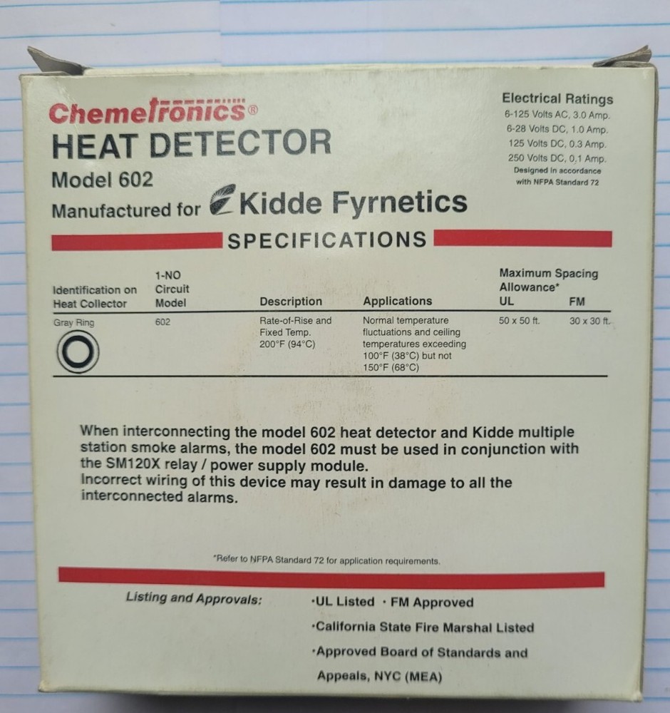 Chemetronics Kidde 602 Heat Detector