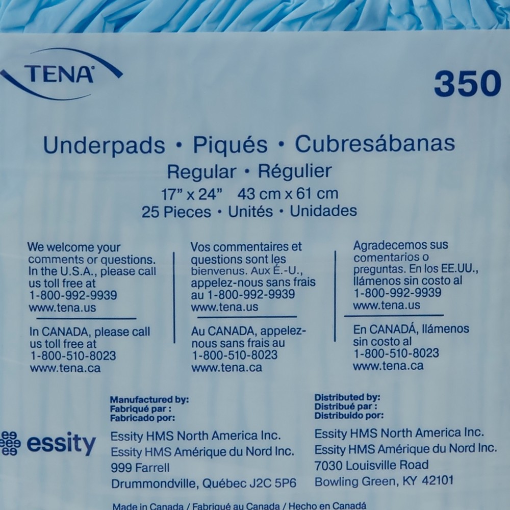 TENA Regular Disposable Underpad Fluff 17X24" 350 300 pads