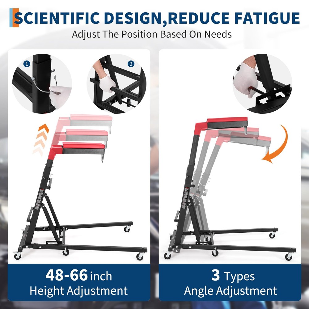 Topside Automotive Engine Creeper ,Adjustable Foldable Creeper with Padded Deck