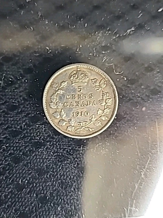 1910 PL C/B 5 Cent Silver Canada AU