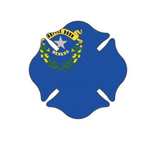 Nevada State Shaped Maltese Cross Sticker Decal