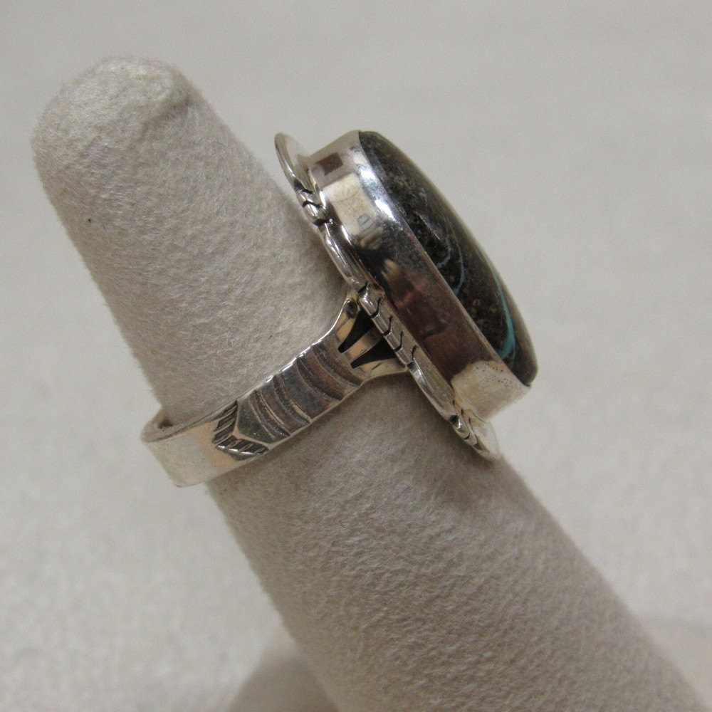 *Sterling Silver and Boulder Turquoise Ring Ladies Size 5