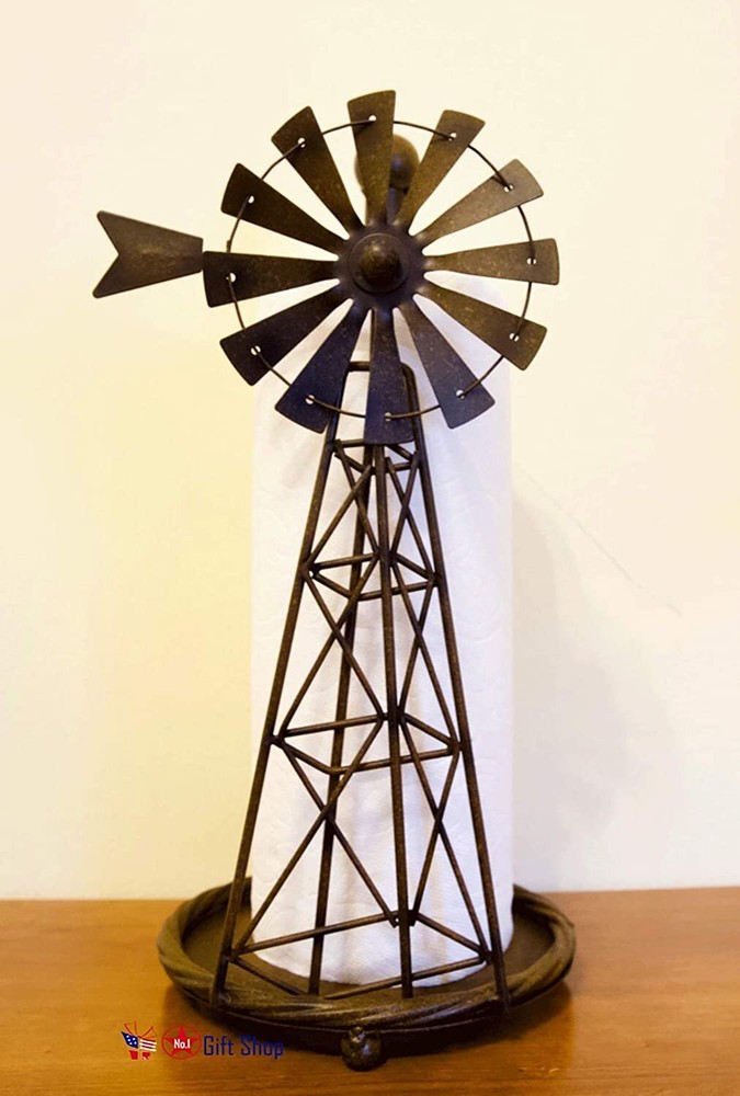 Windmill Paper Towel Holder – Rustic Farmhouse Kitchen & Bath Decor