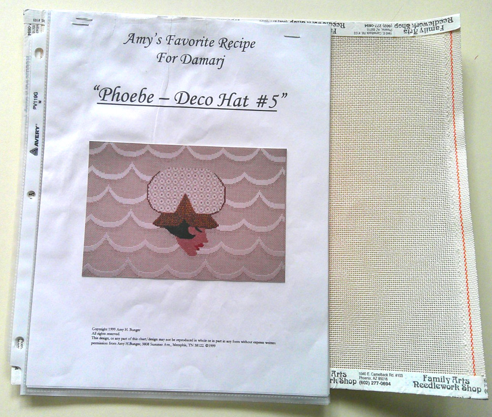 PHOEBE Deco hat #5 needlepoint canvas & instructions