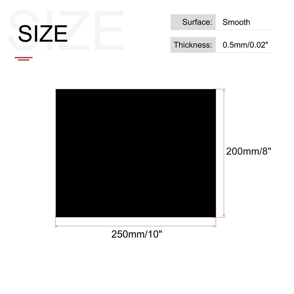 Black ABS Plastic Sheet 10x8x0.02" for Building Model, Panel, 8pcs