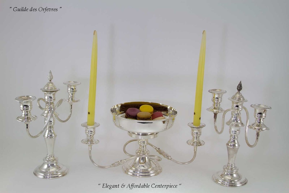Pair Silver Candelabra 11 in., 3 Light, Beaded or Plain