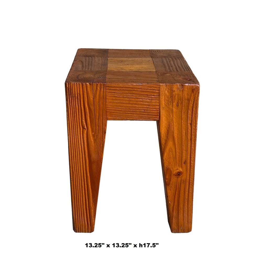 Natural Raw Draft Wood Rough Pattern Bold Square Stool Table cs7246