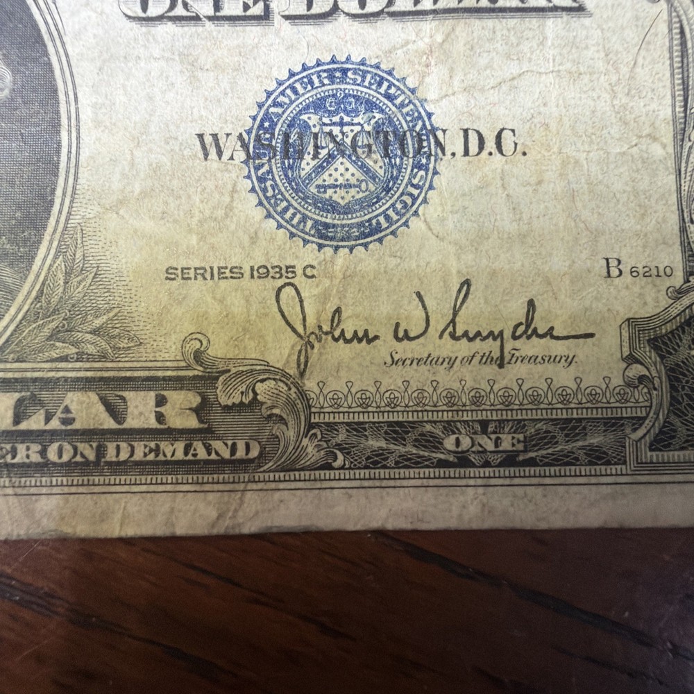 Series 1935 C One Dollar Bill Silver Certificate Blue Seal