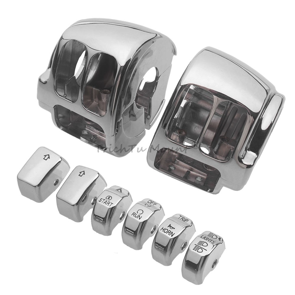 Handlebar Control Switch Housing Chrome Caps For Harley Softail Fat Boy FLSTF