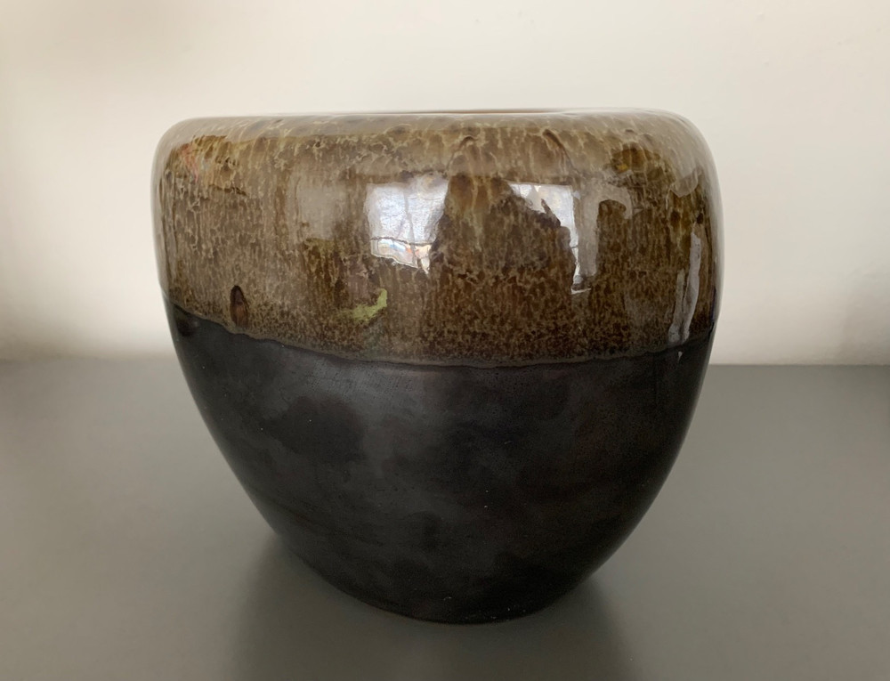 Handmade Studio Pottery Ceramic Planter | Fire Bowl – Drip Glaze – CA04 Marked