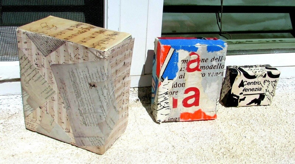 William Emboden Three collaged nesting boxes