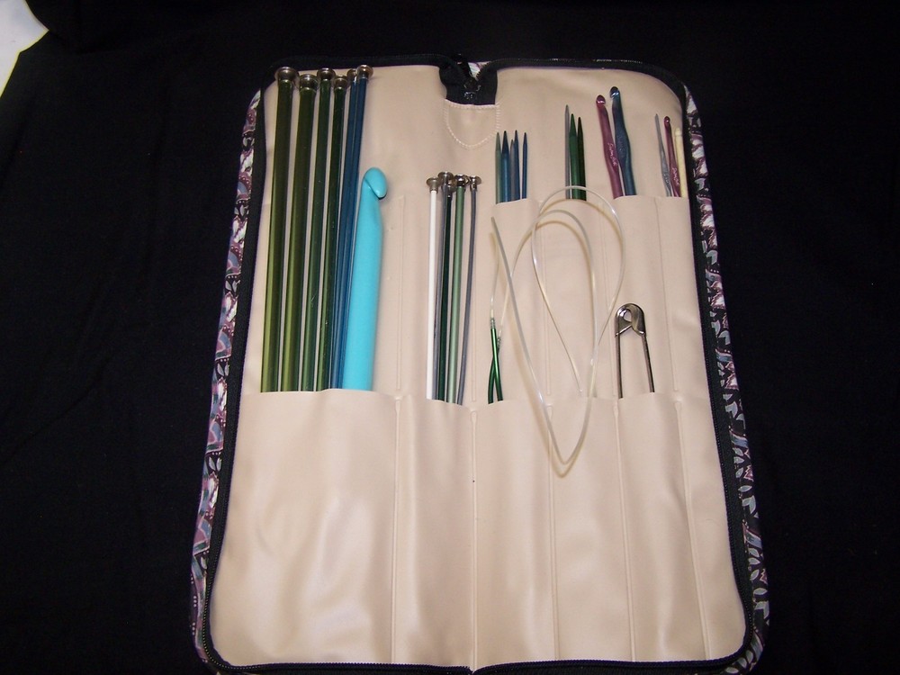 Knitting Needles & Crochet Hooks in Nice, Cloth, Zippered Case!