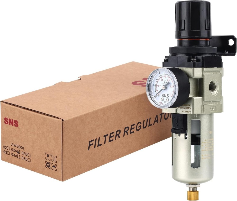 High-Performance Air Filter Regulator with Semi-Auto Drain and Mounting Bracket