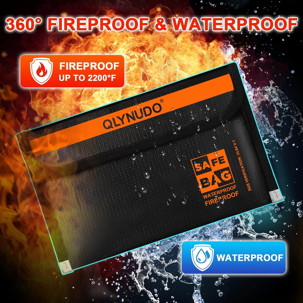 Fireproof Money Envelopes - 2-Pack with Waterproof Zipper, 3-Layer Protection