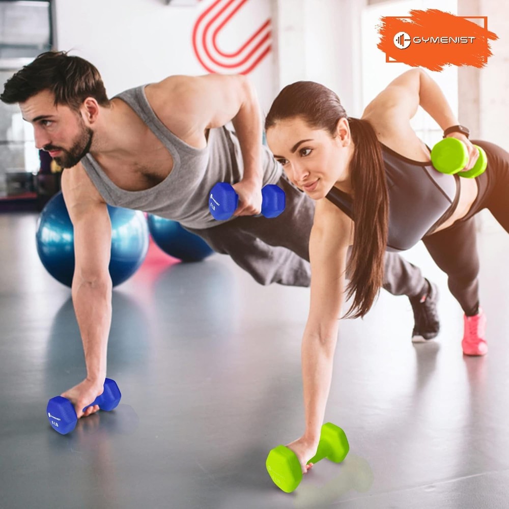 Compact Neoprene Dumbbells Pair - 2 Pack, Perfect for Cardio & Strength Training