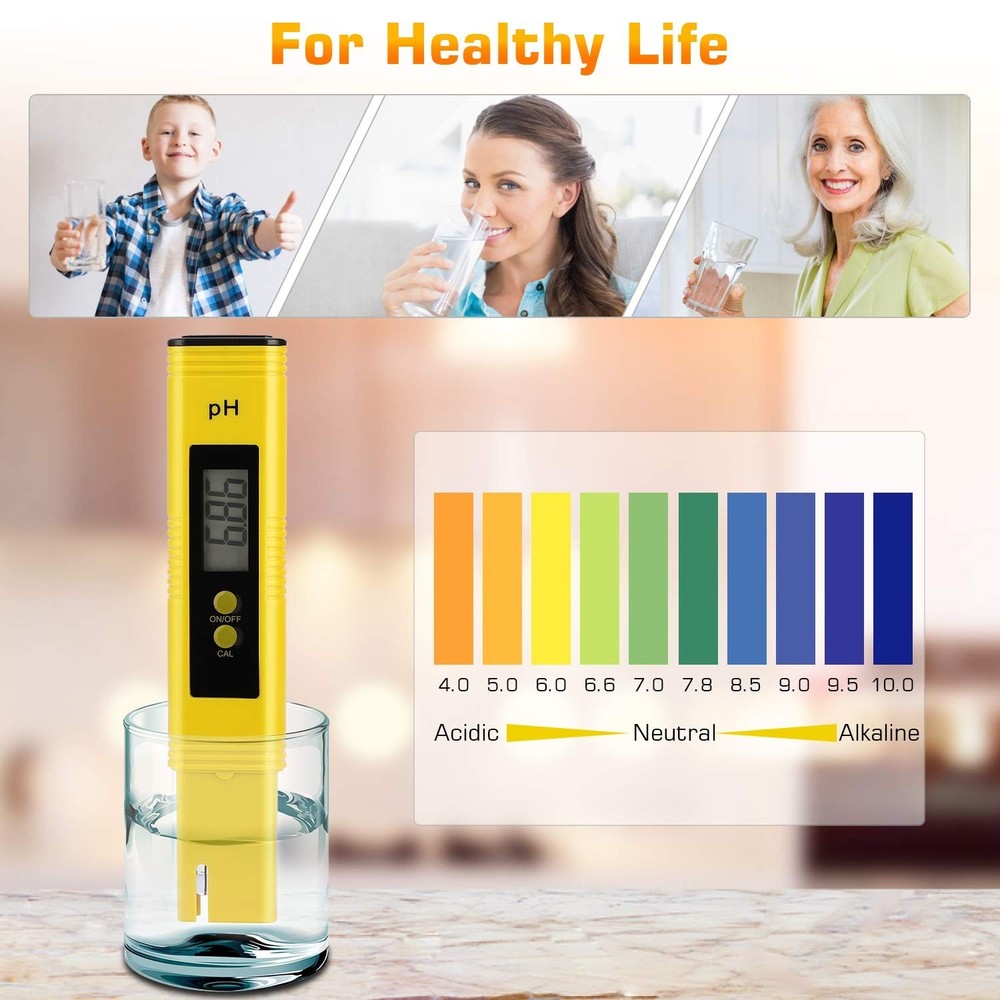 Compact pH Meter for Drinking Water, Pools & Hydroponics - Easy Calibration