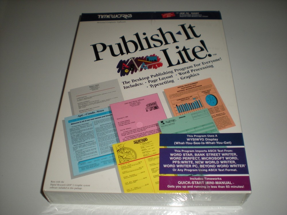 Timeworks Publish-It Lite! dos desktop publishing. New.