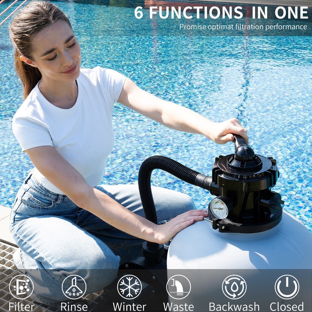 FOTING 18" Sand Filter Pump for Above Ground Pool with Timer, 1 HP 5500GPH