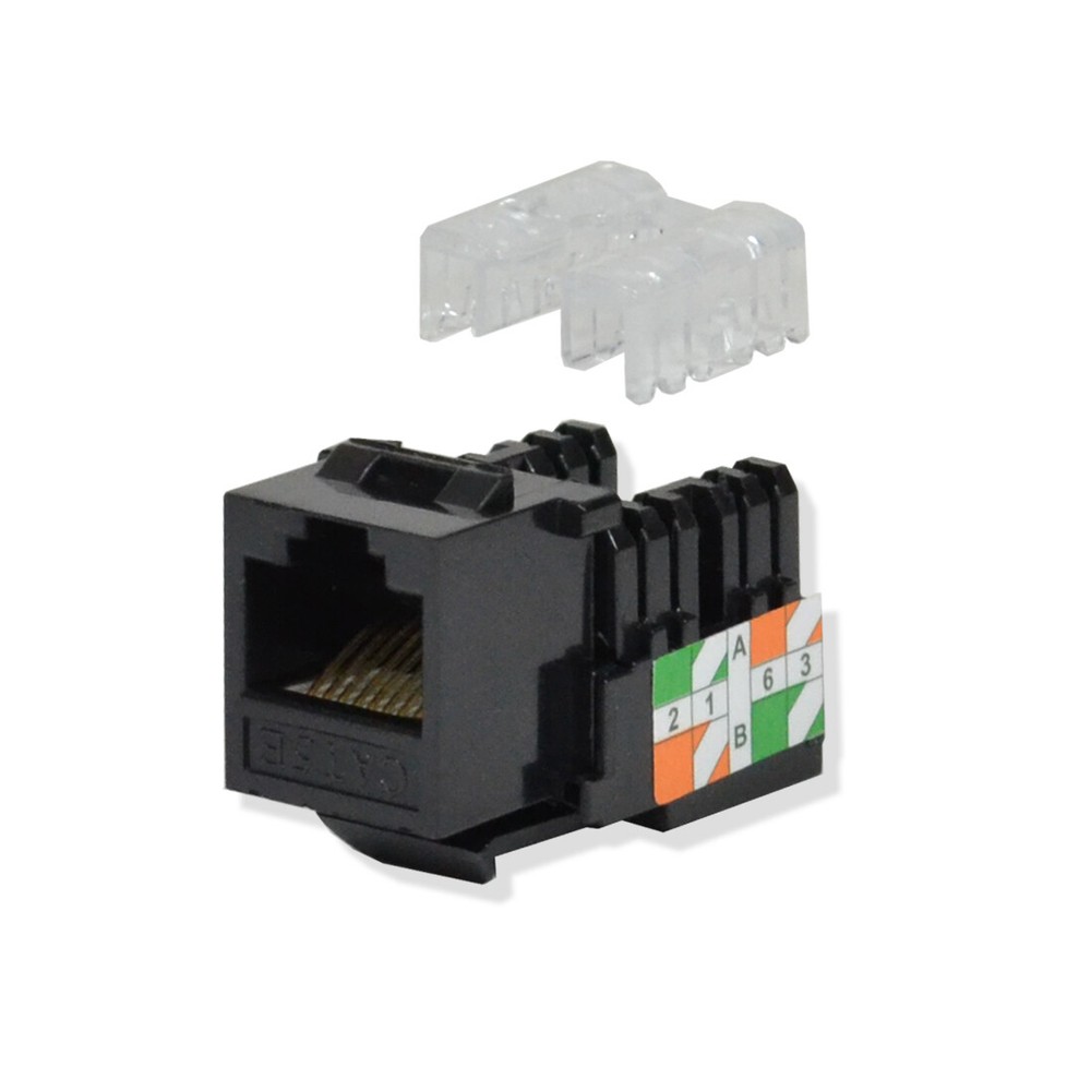 Keystone Jack Cat5e Black Network Ethernet 110 Punchdown 8P8C