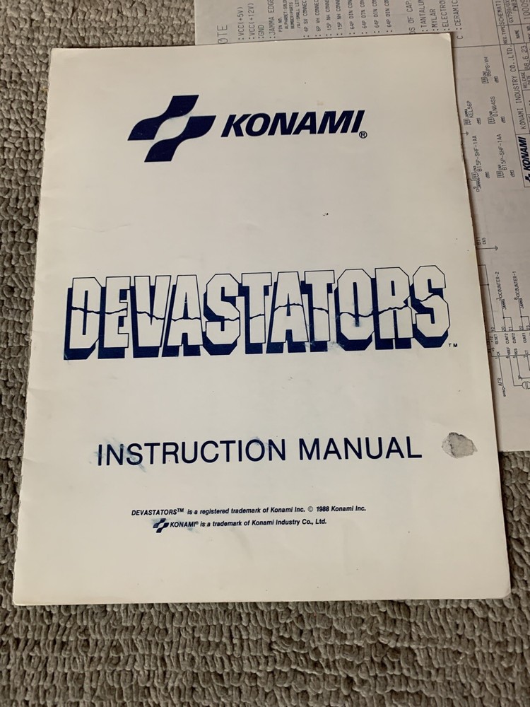 Original Devastators Konami Arcade video game Manual