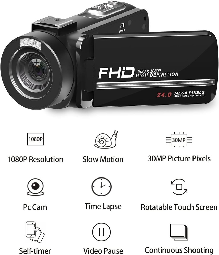 1080P Video Camera Bundle with Night Vision & Remote