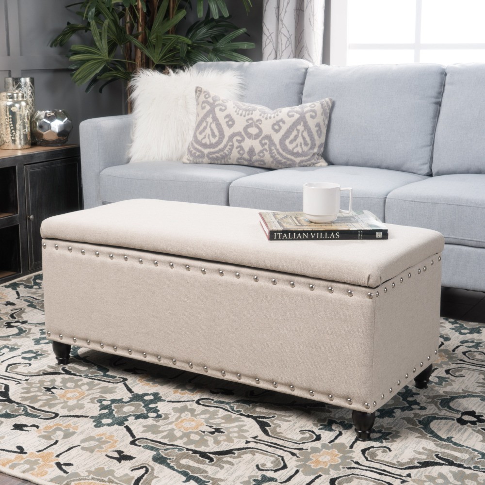 Storage Bench with Birch Legs and Storage Space